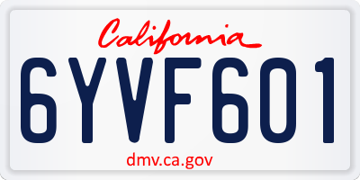 CA license plate 6YVF601