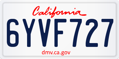 CA license plate 6YVF727