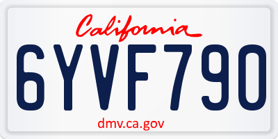 CA license plate 6YVF790