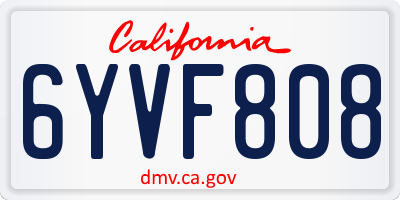 CA license plate 6YVF808