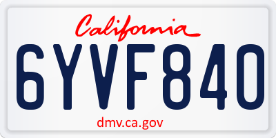 CA license plate 6YVF840
