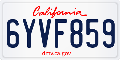 CA license plate 6YVF859