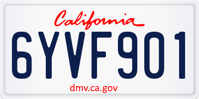 CA license plate 6YVF901