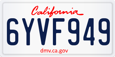 CA license plate 6YVF949