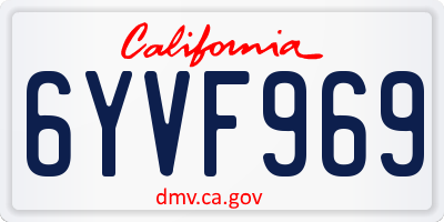 CA license plate 6YVF969