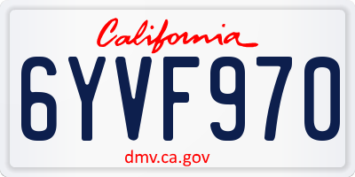 CA license plate 6YVF970