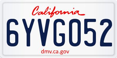 CA license plate 6YVG052