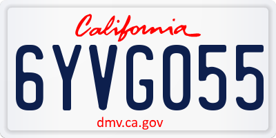 CA license plate 6YVG055