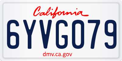 CA license plate 6YVG079