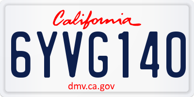 CA license plate 6YVG140