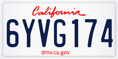 CA license plate 6YVG174