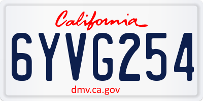 CA license plate 6YVG254
