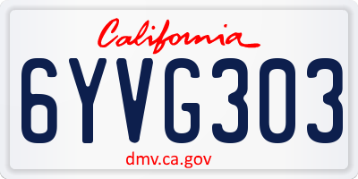 CA license plate 6YVG303