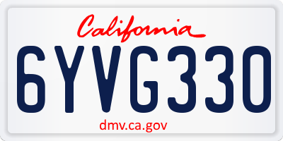CA license plate 6YVG330