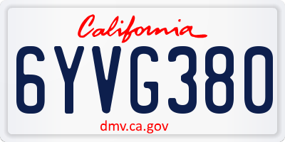 CA license plate 6YVG380