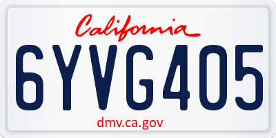 CA license plate 6YVG405