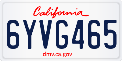 CA license plate 6YVG465