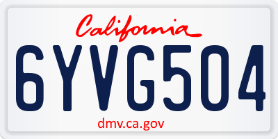 CA license plate 6YVG504