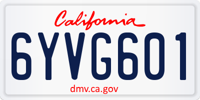 CA license plate 6YVG601