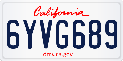 CA license plate 6YVG689