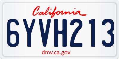CA license plate 6YVH213