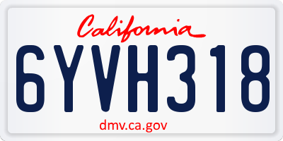 CA license plate 6YVH318