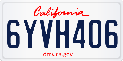 CA license plate 6YVH406
