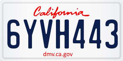 CA license plate 6YVH443