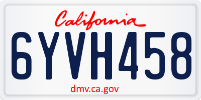 CA license plate 6YVH458