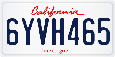 CA license plate 6YVH465
