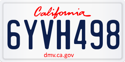 CA license plate 6YVH498