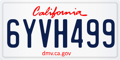 CA license plate 6YVH499