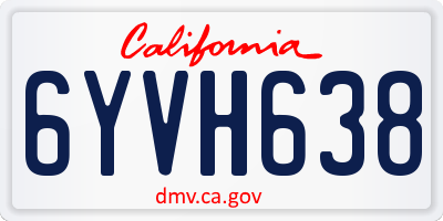 CA license plate 6YVH638