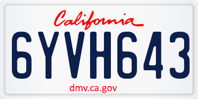 CA license plate 6YVH643