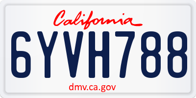 CA license plate 6YVH788