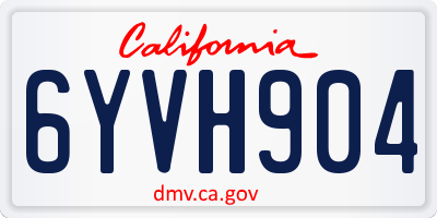 CA license plate 6YVH904
