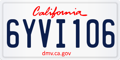 CA license plate 6YVI106