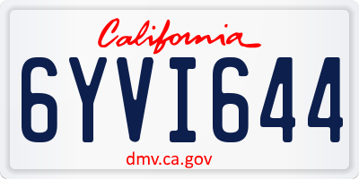 CA license plate 6YVI644
