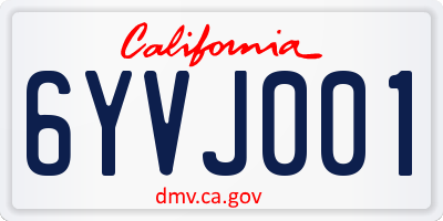 CA license plate 6YVJ001