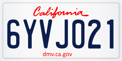 CA license plate 6YVJ021