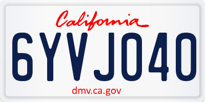 CA license plate 6YVJ040