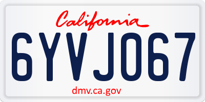 CA license plate 6YVJ067
