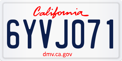 CA license plate 6YVJ071