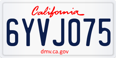CA license plate 6YVJ075