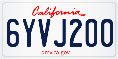 CA license plate 6YVJ200