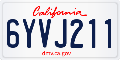 CA license plate 6YVJ211