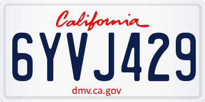 CA license plate 6YVJ429