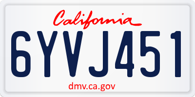 CA license plate 6YVJ451