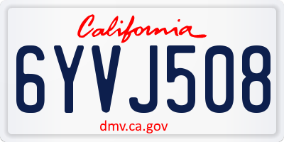 CA license plate 6YVJ508