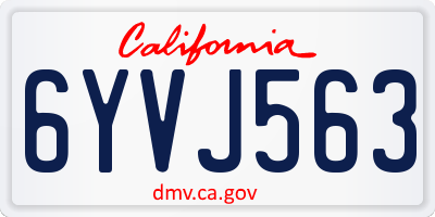 CA license plate 6YVJ563